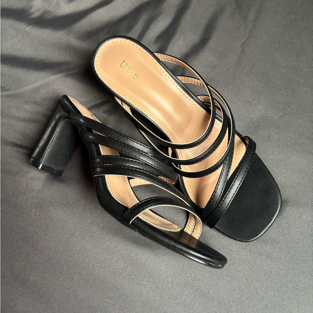 Chunky Black Heels/Sandals